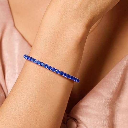 Safírtennisarmband | Hvítagull