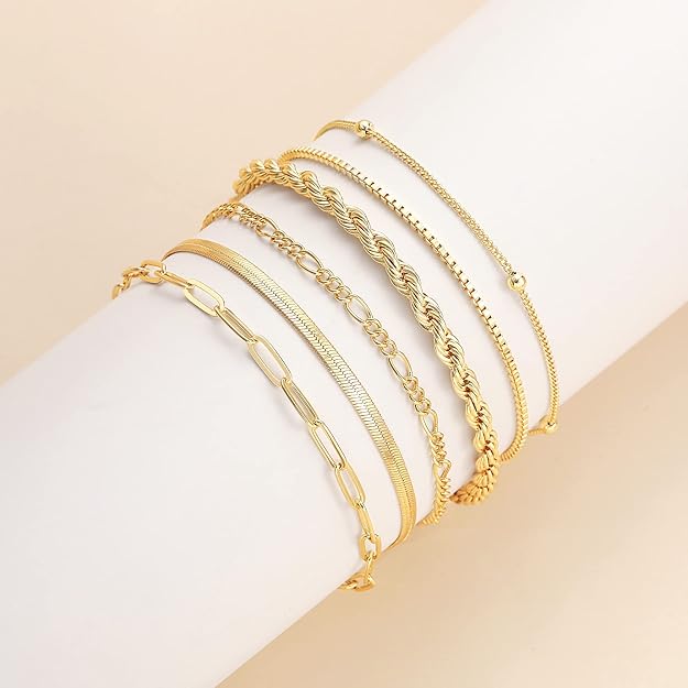 Fíngerð armbandasett | Gull