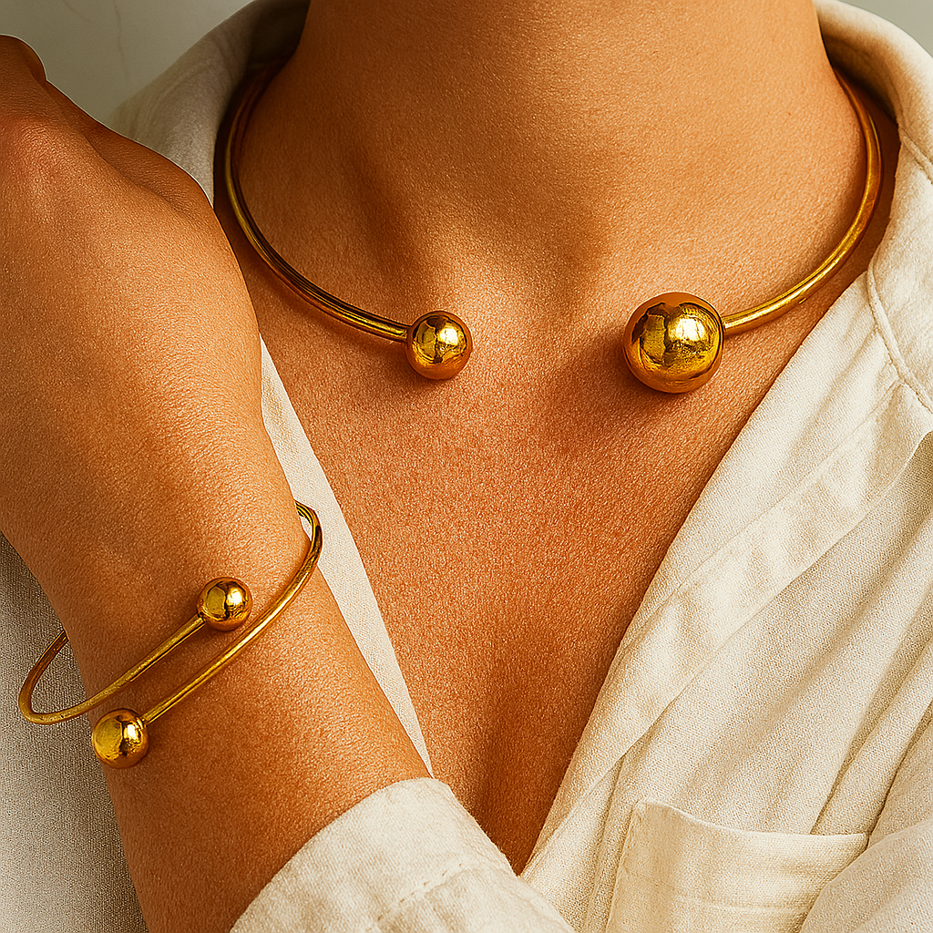 Minimallískt armbandasett | Gull