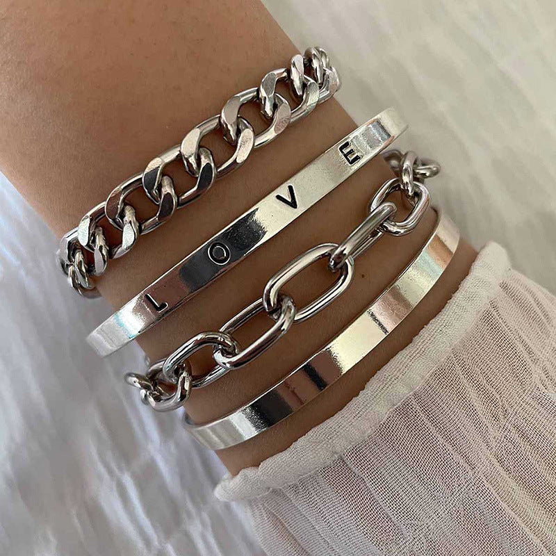 Nútimalegt armbandasett | Hvítagull