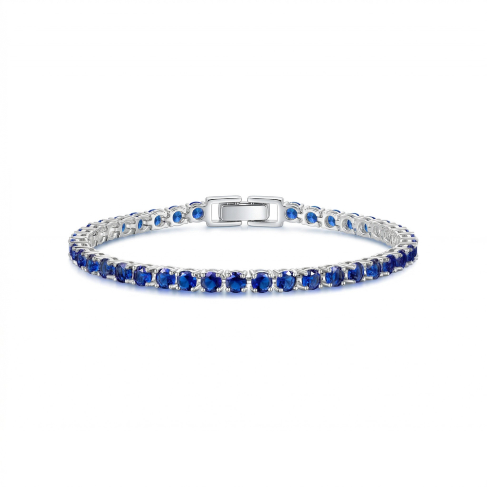 Safírtennisarmband | Hvítagull