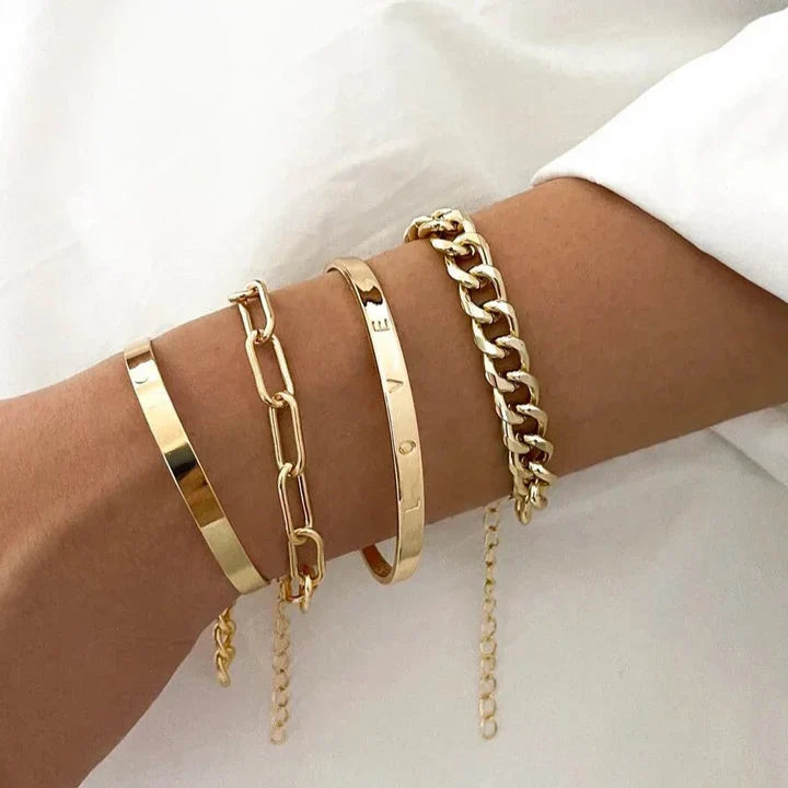 Nútimalegt armbandasett | Gull