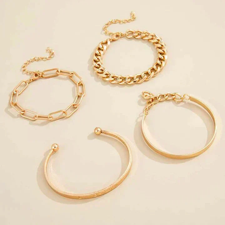 Nútimalegt armbandasett | Gull