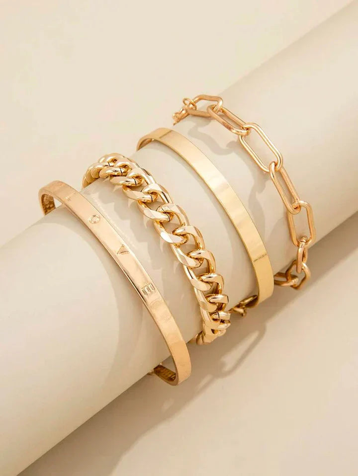 Nútimalegt armbandasett | Gull