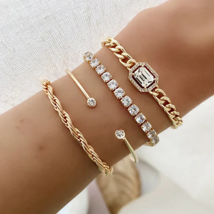 Glæsilegt armbandasett | Gull